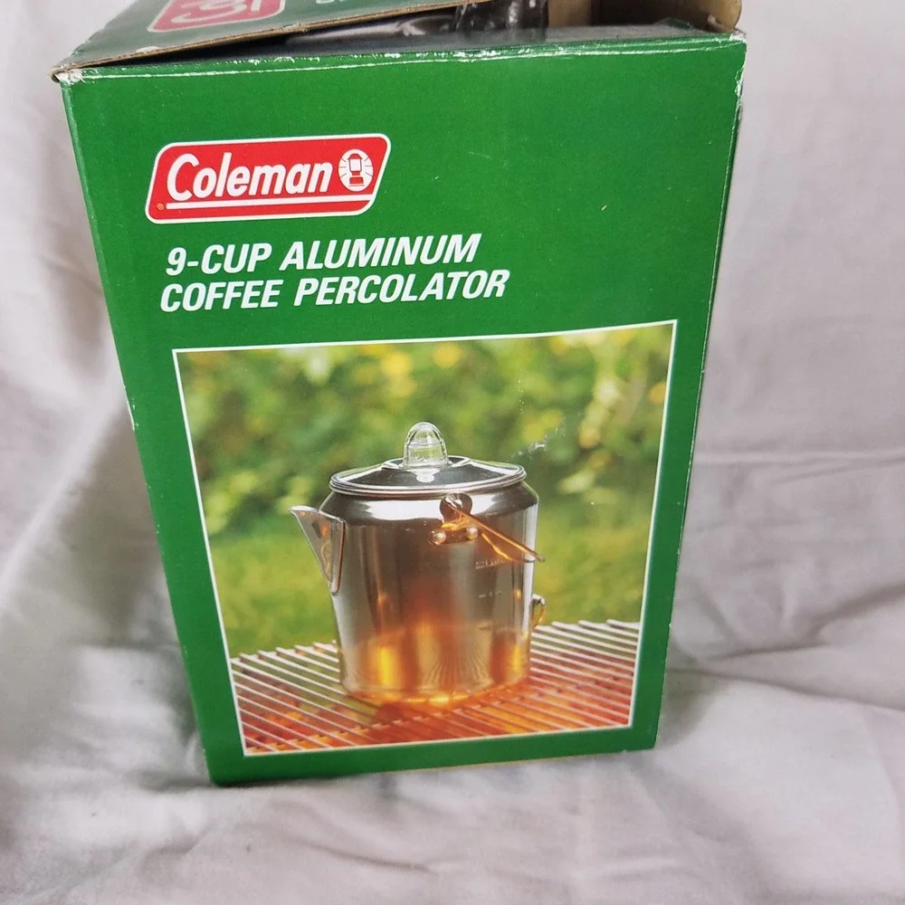Coleman Coffee Percolator 9-Cup Silver Aluminum Camping  810-709T